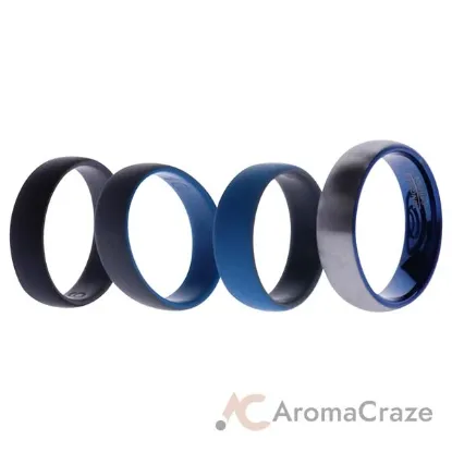 Picture of Silicone Wedding Twin Dome 8mm Ring Set - Grey by ROQ for Men - 4 x 16 mm Ring