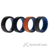 Picture of Silicone Wedding Twin Beveled 8mm Ring Set - Black by ROQ for Men - 4 x 8 mm Ring