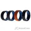 Picture of Silicone Wedding Twin Beveled 8mm Ring Set - Black by ROQ for Men - 4 x 10 mm Ring
