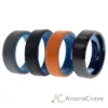 Picture of Silicone Wedding Twin Beveled 8mm Ring Set - Black by ROQ for Men - 4 x 11 mm Ring