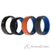 Picture of Silicone Wedding Twin Beveled 8mm Ring Set - Black by ROQ for Men - 4 x 12 mm Ring