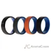 Picture of Silicone Wedding Twin Beveled 8mm Ring Set - Black by ROQ for Men - 4 x 14 mm Ring