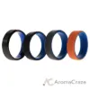 Picture of Silicone Wedding Twin Beveled 8mm Ring Set - Black by ROQ for Men - 4 x 15 mm Ring