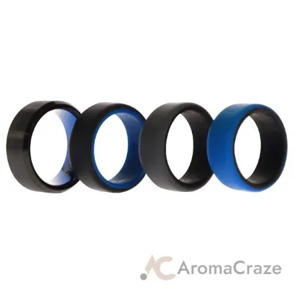 Picture of Silicone Wedding Twin Beveled 8mm Ring Set - Blue by ROQ for Men - 4 x 7 mm Ring