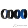 Picture of Silicone Wedding Twin Beveled 8mm Ring Set - Blue by ROQ for Men - 4 x 11 mm Ring