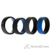 Picture of Silicone Wedding Twin Beveled 8mm Ring Set - Blue by ROQ for Men - 4 x 12 mm Ring