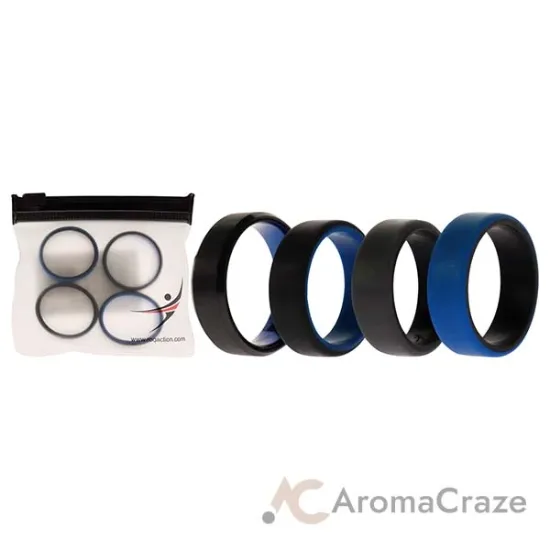 Picture of Silicone Wedding Twin Beveled 8mm Ring Set - Blue by ROQ for Men - 4 x 14 mm Ring