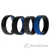 Picture of Silicone Wedding Twin Beveled 8mm Ring Set - Blue by ROQ for Men - 4 x 14 mm Ring
