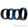 Picture of Silicone Wedding Twin Beveled 8mm Ring Set - Blue by ROQ for Men - 4 x 15 mm Ring
