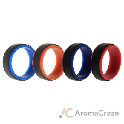 Picture of Silicone Wedding 2Layer Step Ring Set - Grey Black by ROQ for Men - 4 x 7 mm Ring