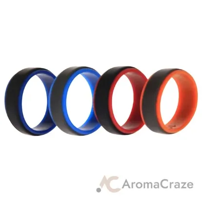 Picture of Silicone Wedding 2Layer Step Ring Set - Grey Black by ROQ for Men - 4 x 10 mm Ring