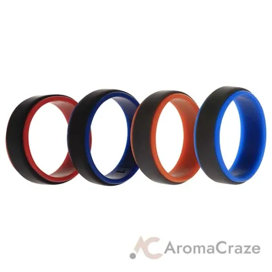 Picture of Silicone Wedding 2Layer Step Ring Set - Grey Black by ROQ for Men - 4 x 11 mm Ring