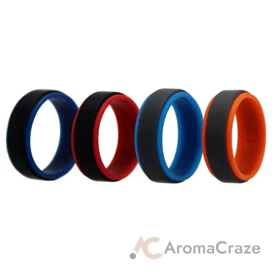 Picture of Silicone Wedding 2Layer Step Ring Set - Grey Black by ROQ for Men - 4 x 12 mm Ring