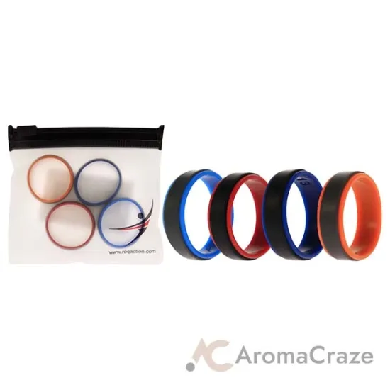 Picture of Silicone Wedding 2Layer Step Ring Set - Grey Black by ROQ for Men - 4 x 13 mm Ring