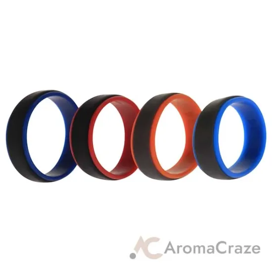 Picture of Silicone Wedding 2Layer Step Ring Set - Grey Black by ROQ for Men - 4 x 14 mm Ring