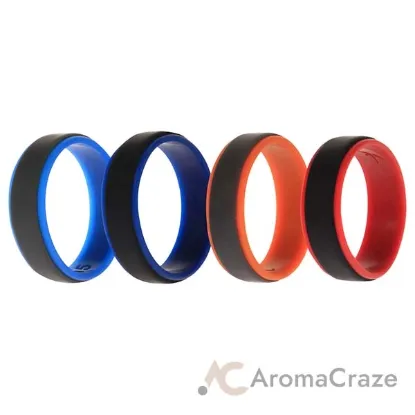 Picture of Silicone Wedding 2Layer Step Ring Set - Grey Black by ROQ for Men - 4 x 15 mm Ring