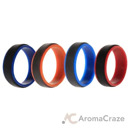 Picture of Silicone Wedding 2Layer Step Ring Set - Grey Black by ROQ for Men - 4 x 16 mm Ring