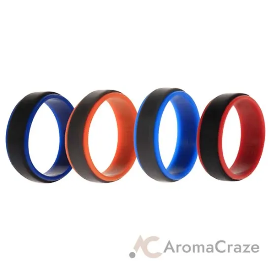 Picture of Silicone Wedding 2Layer Step Ring Set - Grey Black by ROQ for Men - 4 x 16 mm Ring