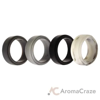 Picture of Silicone Wedding Step Ring Set - Marble by ROQ for Men - 4 x 5 mm Ring