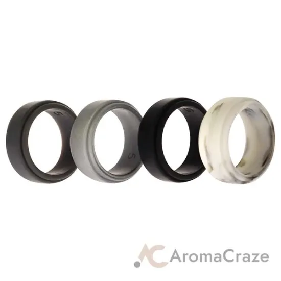 Picture of Silicone Wedding Step Ring Set - Marble by ROQ for Men - 4 x 5 mm Ring