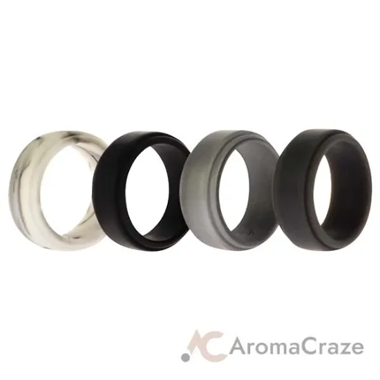 Picture of Silicone Wedding Step Ring Set - Marble by ROQ for Men - 4 x 6 mm Ring