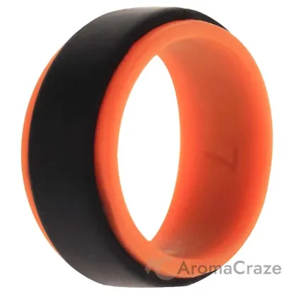 Picture of Silicone Wedding Step Ring - Orange-Black by ROQ for Men - 7 mm Ring