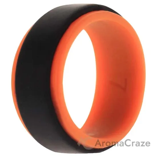 Picture of Silicone Wedding Step Ring - Orange-Black by ROQ for Men - 7 mm Ring