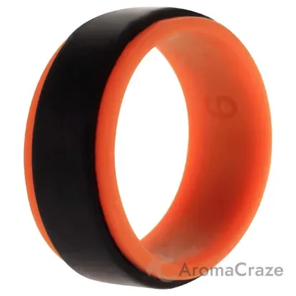 Picture of Silicone Wedding Step Ring - Orange-Black by ROQ for Men - 9 mm Ring
