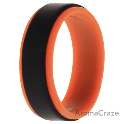 Picture of Silicone Wedding Step Ring - Orange-Black by ROQ for Men - 10 mm Ring