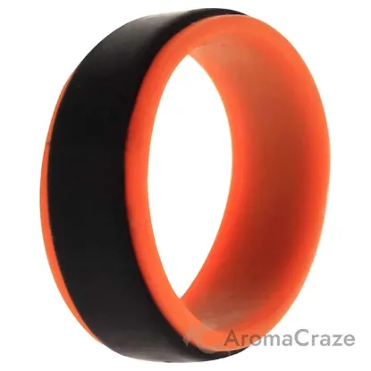 Picture of Silicone Wedding Step Ring - Orange-Black by ROQ for Men - 11 mm Ring