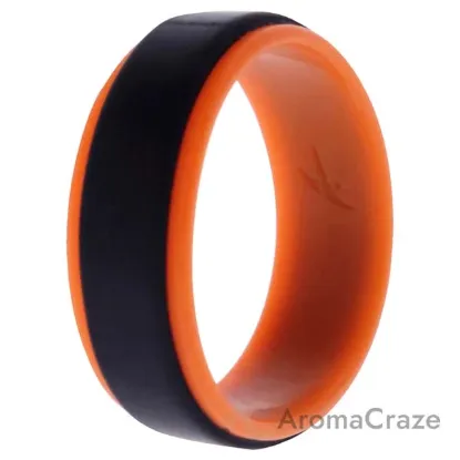 Picture of Silicone Wedding Step Ring - Orange-Black by ROQ for Men - 12 mm Ring