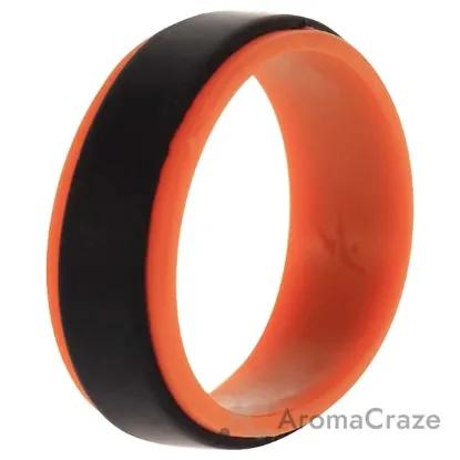 Picture of Silicone Wedding Step Ring - Orange-Black by ROQ for Men - 13 mm Ring