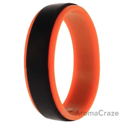 Picture of Silicone Wedding Step Ring - Orange-Black by ROQ for Men - 14 mm Ring
