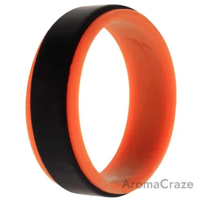 Picture of Silicone Wedding Step Ring - Orange-Black by ROQ for Men - 15 mm Ring