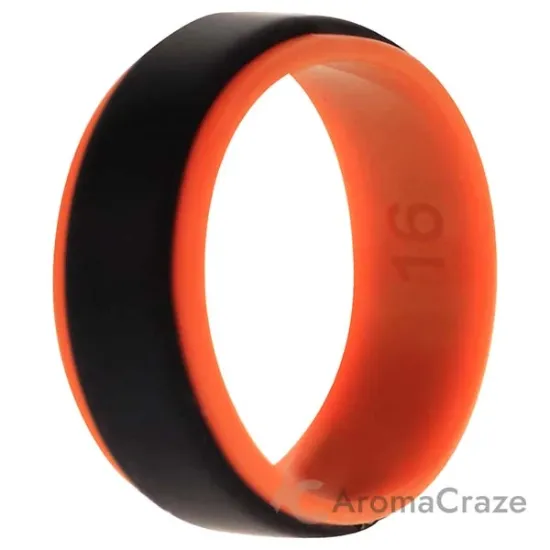 Picture of Silicone Wedding Step Ring - Orange-Black by ROQ for Men - 16 mm Ring
