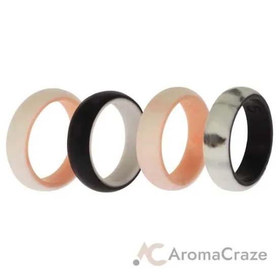 Picture of Silicone Wedding 2Layer Ring Set - Rose-Marble by ROQ for Women - 4 x 5 mm Ring