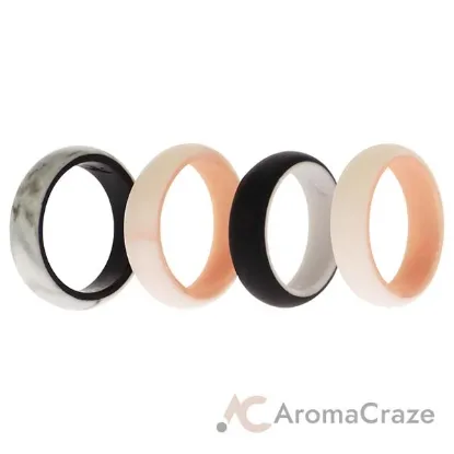 Picture of Silicone Wedding 2Layer Ring Set - Rose-Marble by ROQ for Women - 4 x 6 mm Ring