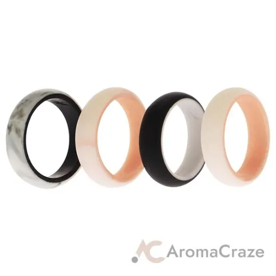 Picture of Silicone Wedding 2Layer Ring Set - Rose-Marble by ROQ for Women - 4 x 6 mm Ring