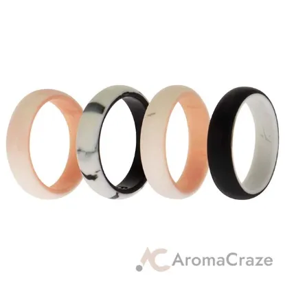 Picture of Silicone Wedding 2Layer Ring Set - Rose-Marble by ROQ for Women - 4 x 9 mm Ring