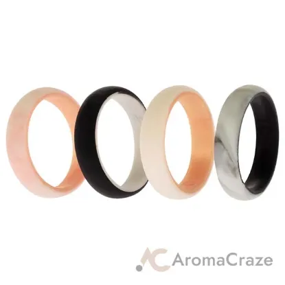 Picture of Silicone Wedding 2Layer Ring Set - Rose-Marble by ROQ for Women - 4 x 10 mm Ring