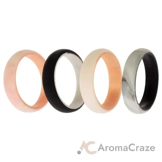 Picture of Silicone Wedding 2Layer Ring Set - Rose-Marble by ROQ for Women - 4 x 10 mm Ring