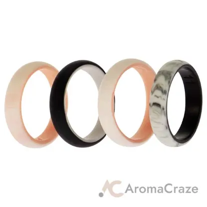 Picture of Silicone Wedding 2Layer Ring Set - Rose-Marble by ROQ for Women - 4 x 11 mm Ring