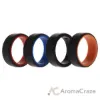 Picture of Silicone Wedding 2Layer Beveled 8mm Ring Set - Black by ROQ for Men - 4 x 9 mm Ring