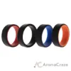 Picture of Silicone Wedding 2Layer Beveled 8mm Ring Set - Black by ROQ for Men - 4 x 11 mm Ring