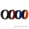 Picture of Silicone Wedding 2Layer Beveled 8mm Ring Set - Black by ROQ for Men - 4 x 13 mm Ring