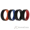 Picture of Silicone Wedding 2Layer Beveled 8mm Ring Set - Black by ROQ for Men - 4 x 15 mm Ring