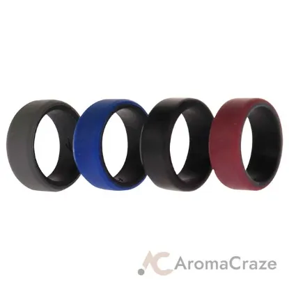 Picture of Silicone Wedding 2Layer Beveled 8mm Ring Set - Bordeaux by ROQ for Men - 4 x 7 mm Ring