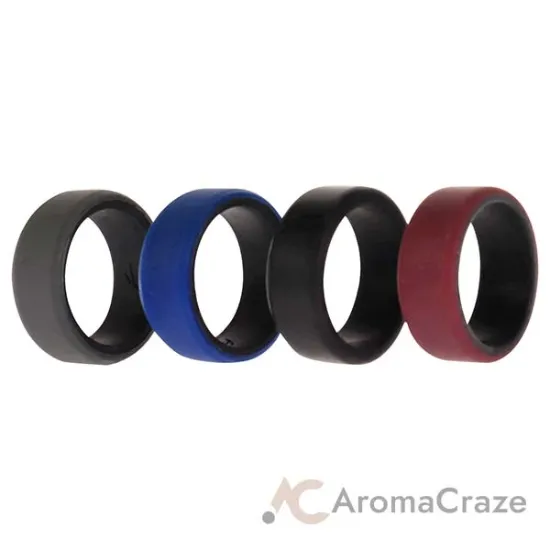 Picture of Silicone Wedding 2Layer Beveled 8mm Ring Set - Bordeaux by ROQ for Men - 4 x 7 mm Ring