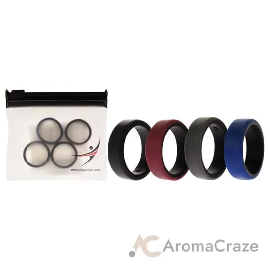 Picture of Silicone Wedding 2Layer Beveled 8mm Ring Set - Bordeaux by ROQ for Men - 4 x 8 mm Ring