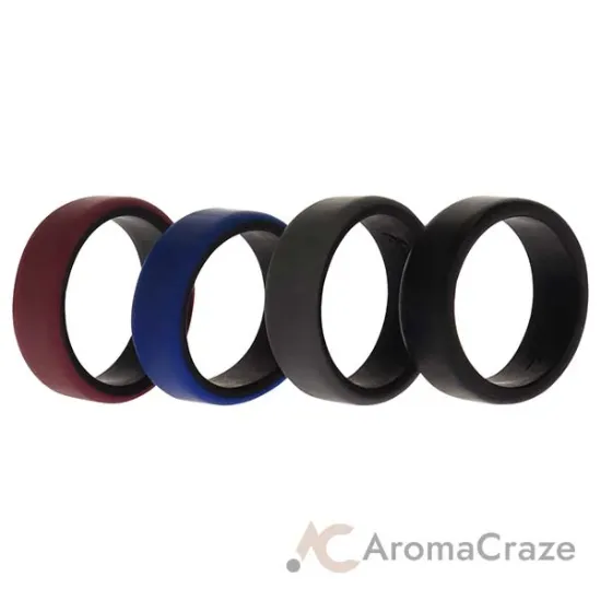 Picture of Silicone Wedding 2Layer Beveled 8mm Ring Set - Bordeaux by ROQ for Men - 4 x 10 mm Ring